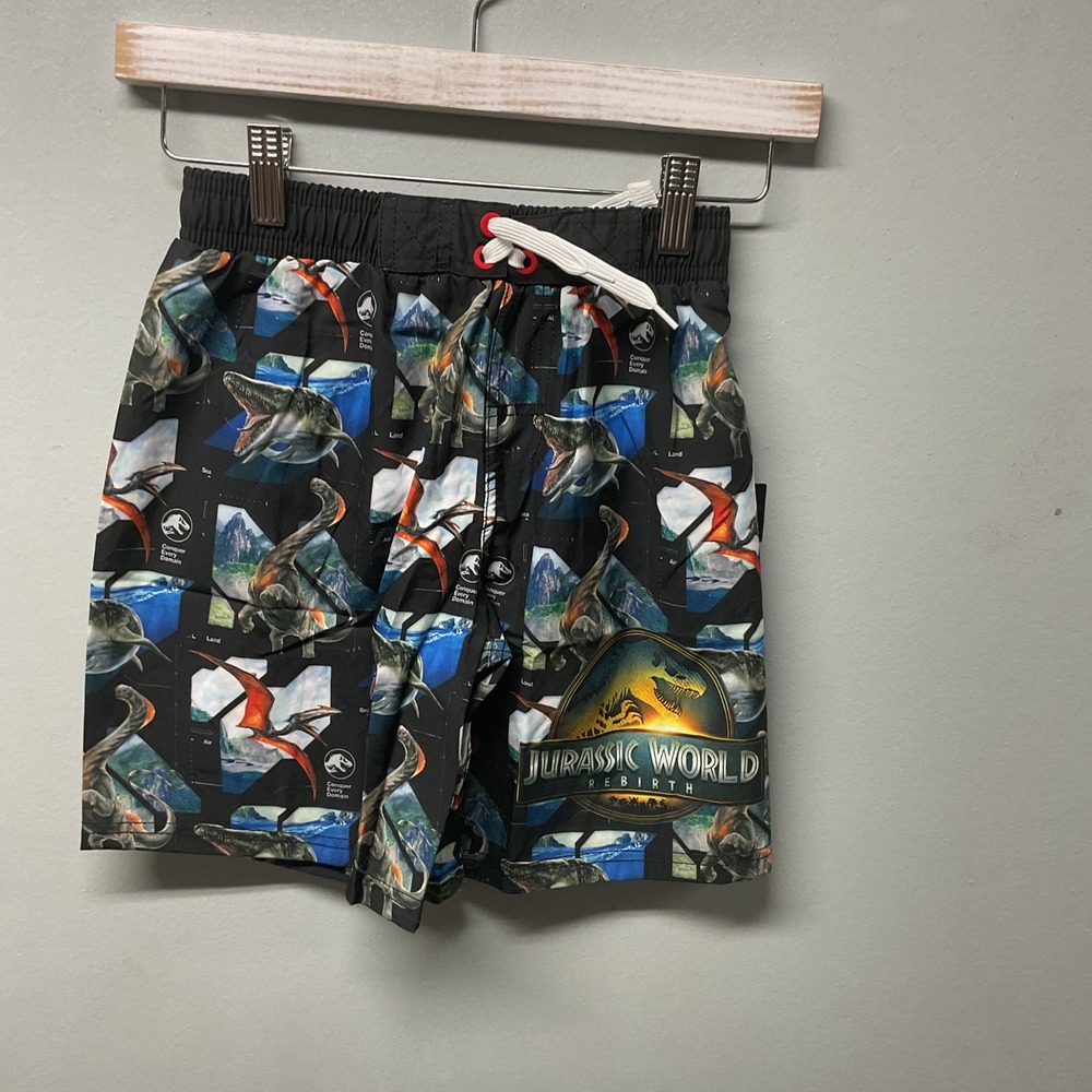 Jurassic World Rebirth Boys Swim Shorts Black Knight Size 8  UV Protection